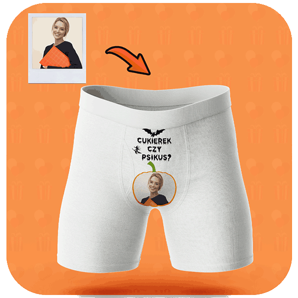 Bokserki ze Zdjęciem Cukierek Czy Psikus