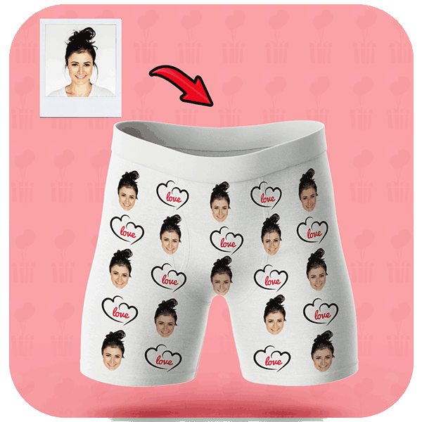 Bokserki z twarzą Love | Personalizowane bokserki dla chłopaka z nadrukiem