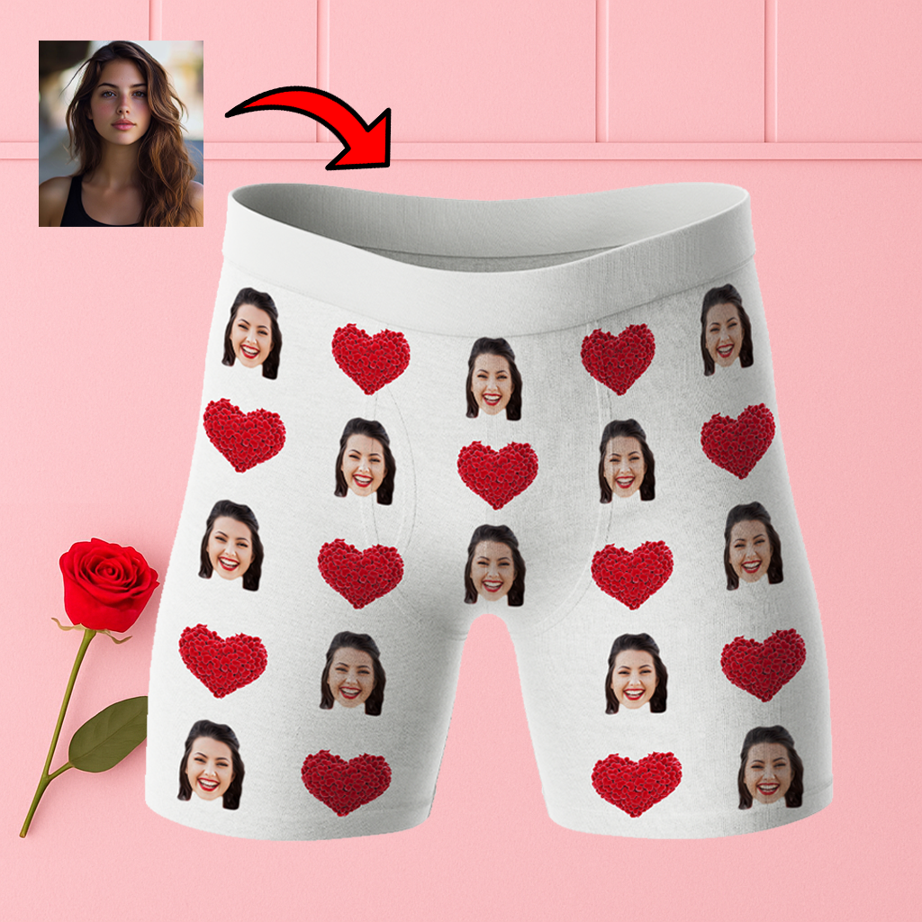 bokserki z twarza serca