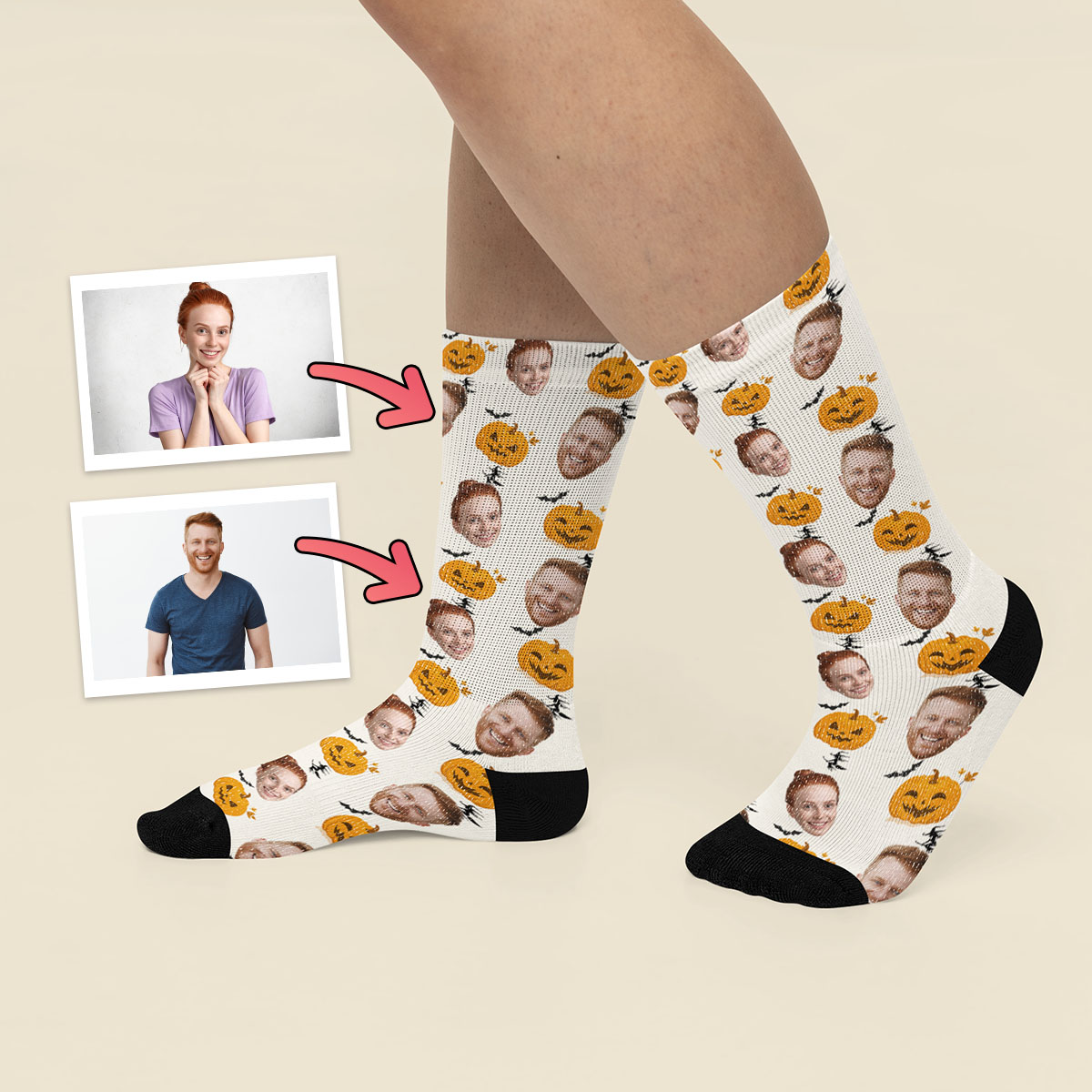 Śmieszne Skarpetki z Twarzą Halloween - obrazek 3