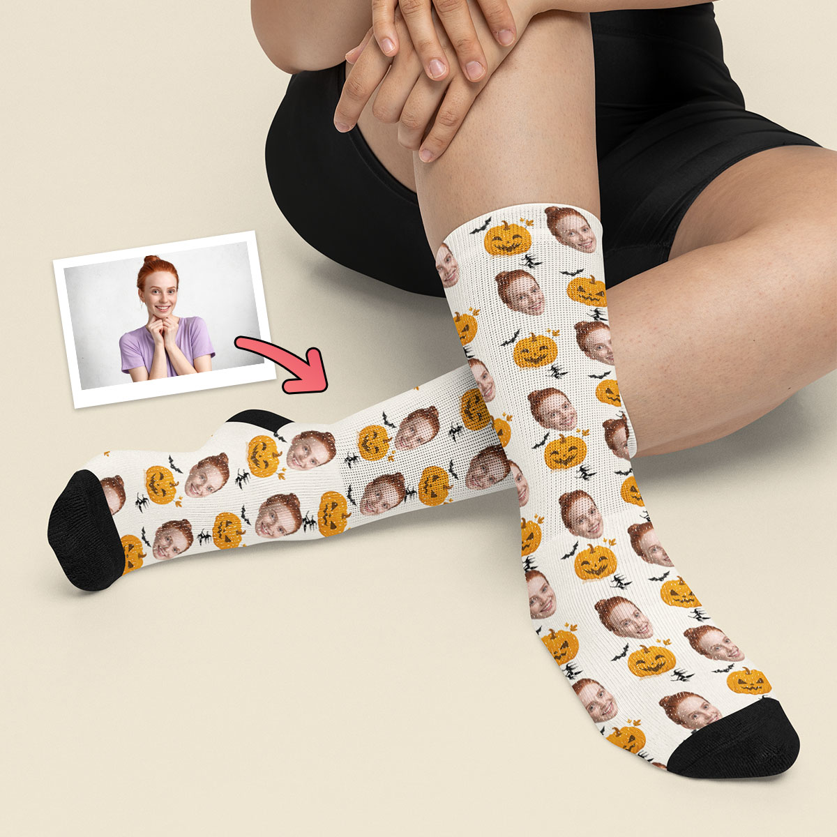 Śmieszne Skarpetki z Twarzą Halloween - obrazek 2