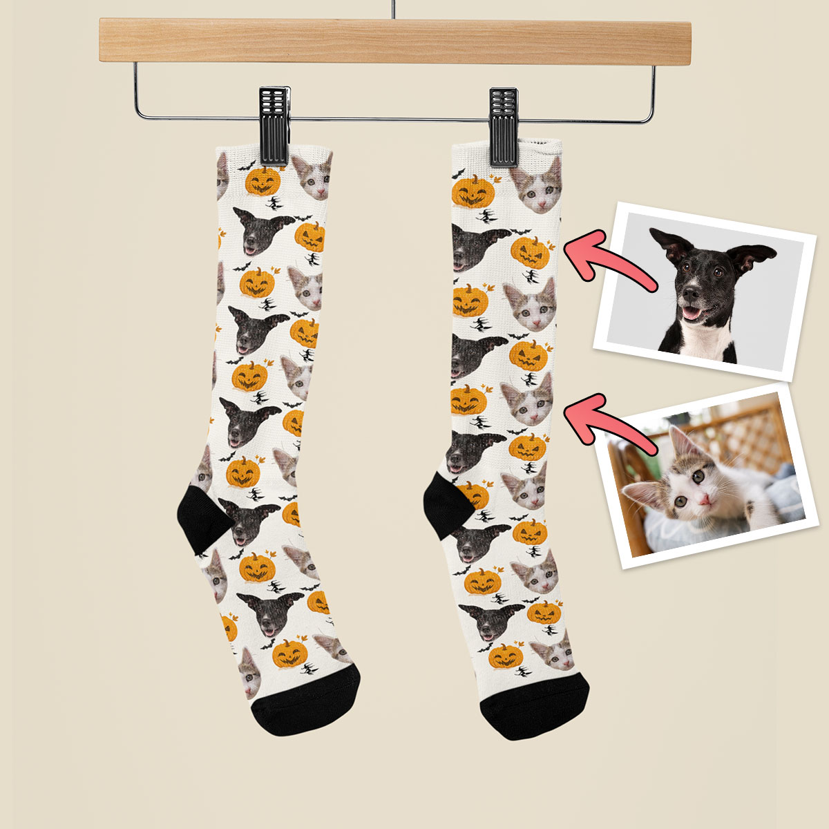 Śmieszne Skarpetki z Twarzą Halloween