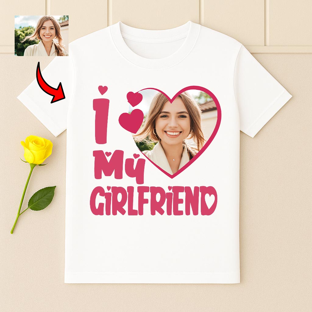 Koszulka I Love My Girlfriend ze zdjęciem dziewczyny