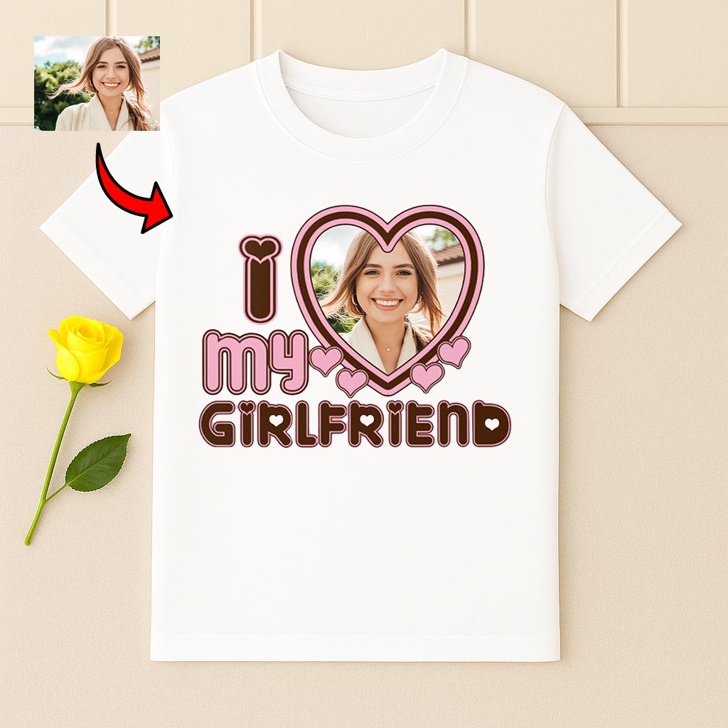 Personalizowana Koszulka I Love My Girlfriend ze zdjęciem
