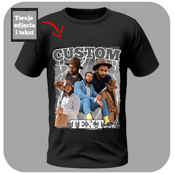 Koszulka Personalizowana Vintage Bootleg z Twoimi Zdjęciami i Tekstem