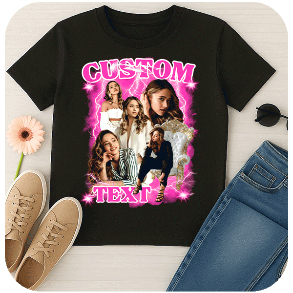 Koszulka Bootleg z Własnym Napisem i Zdjęciem