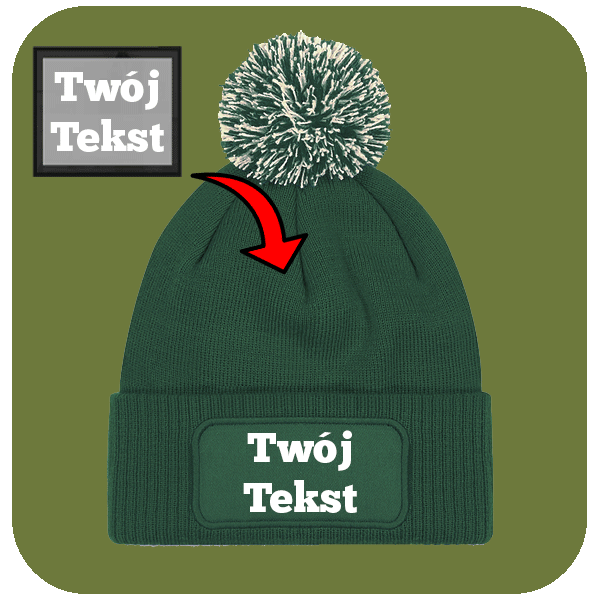 Czapka Zimowa z pomponem z Własnym Nadrukiem - Twój Napis