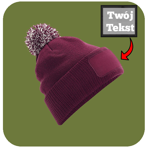 Czapka Zimowa z pomponem z Własnym Nadrukiem - Twój Napis - obrazek 2