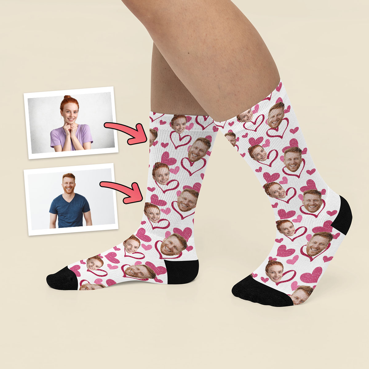 Kolorowe Skarpetki ze Zdjęciem w Serca - obrazek 2