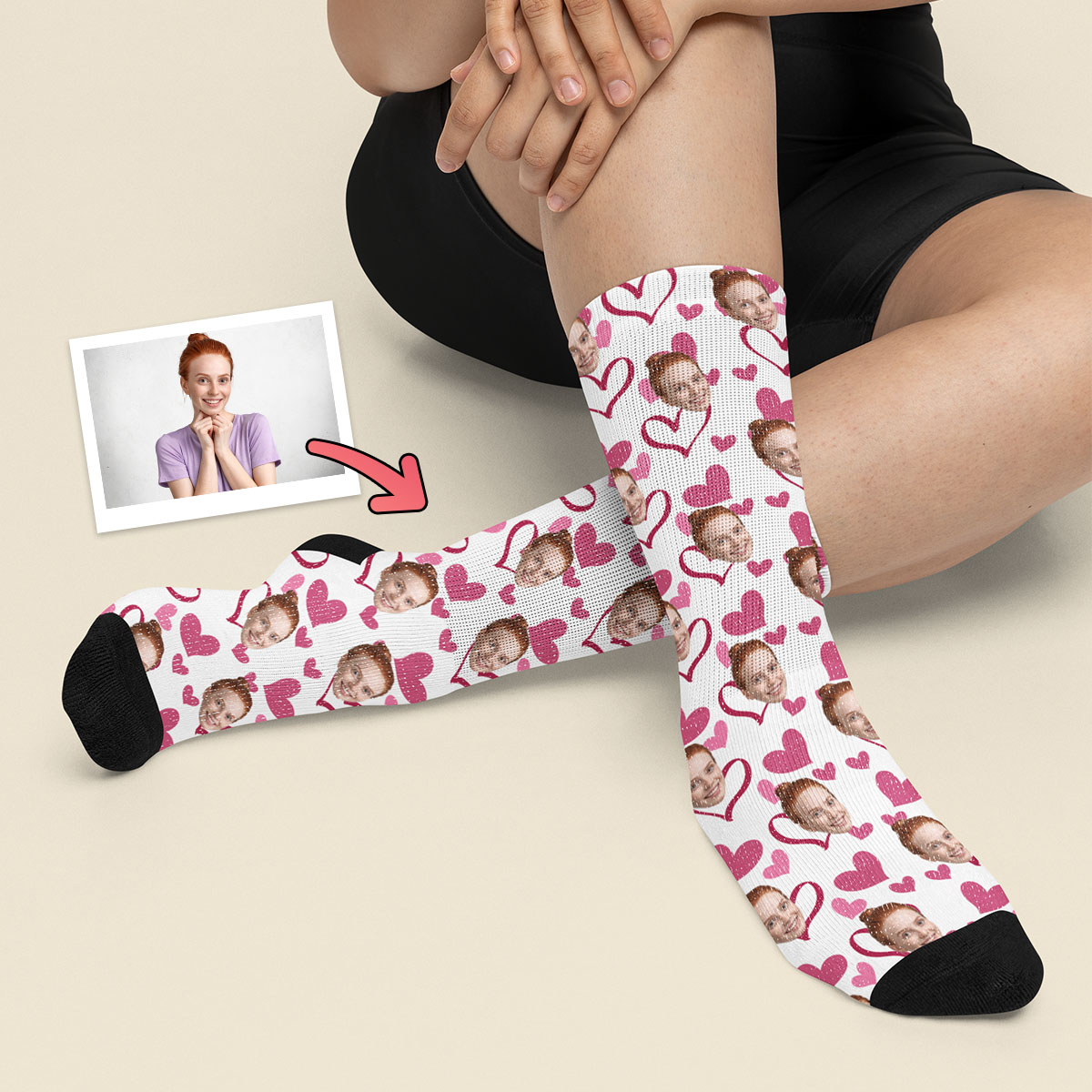 Kolorowe Skarpetki ze Zdjęciem w Serca