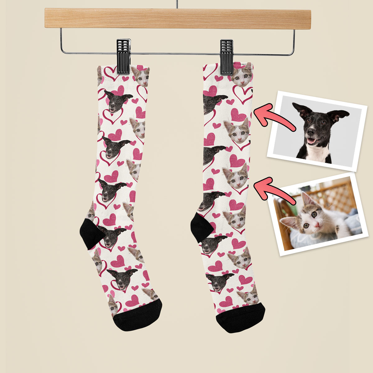 Kolorowe Skarpetki ze Zdjęciem w Serca - obrazek 3