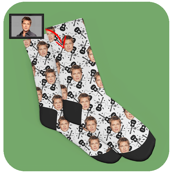 Skarpetki z Twarzą - Wzór Gitara i Nuty