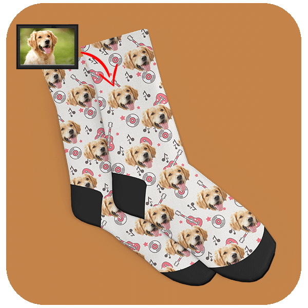 Skarpetki z Pupilem - Muzyczny Wzór z Twoim Zwierzakiem