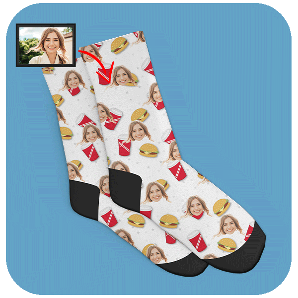 Śmieszne Skarpetki z Twarzą Hamburger