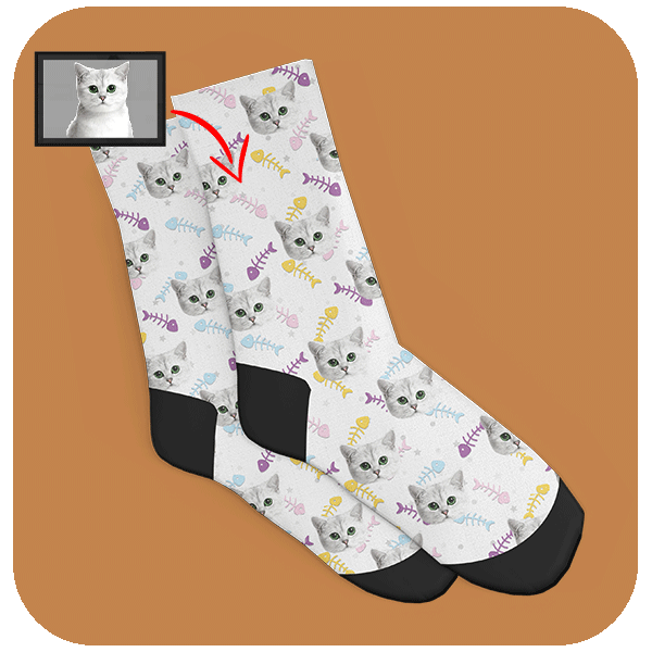 Śmieszne Skarpetki z Twarzą Rybia Ość