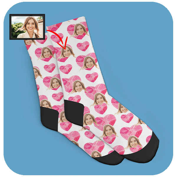 Personalizowane Skarpetki z Sercami ze Zdjęciem