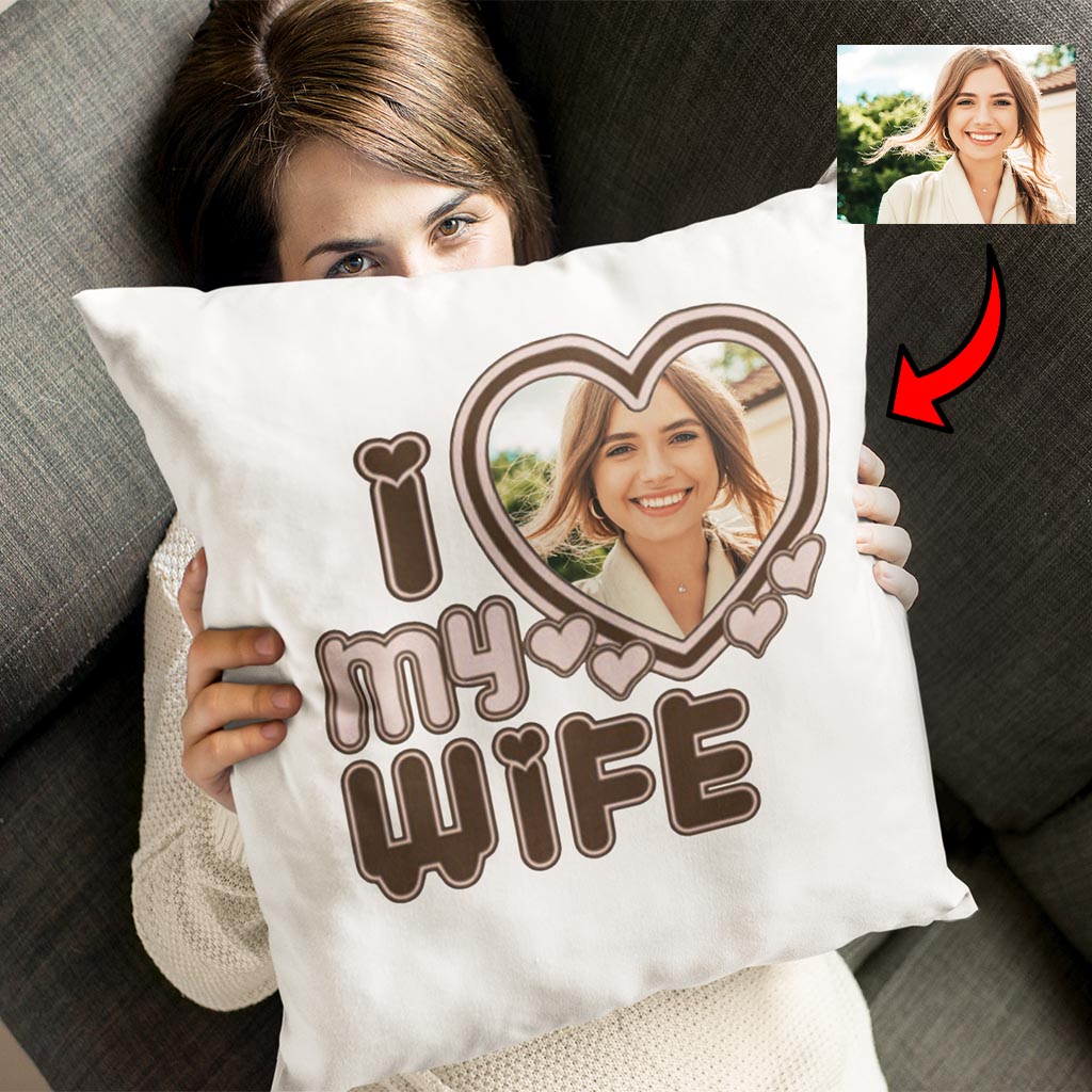 Poduszka ze zdjęciem - I love my Wife - obrazek 2