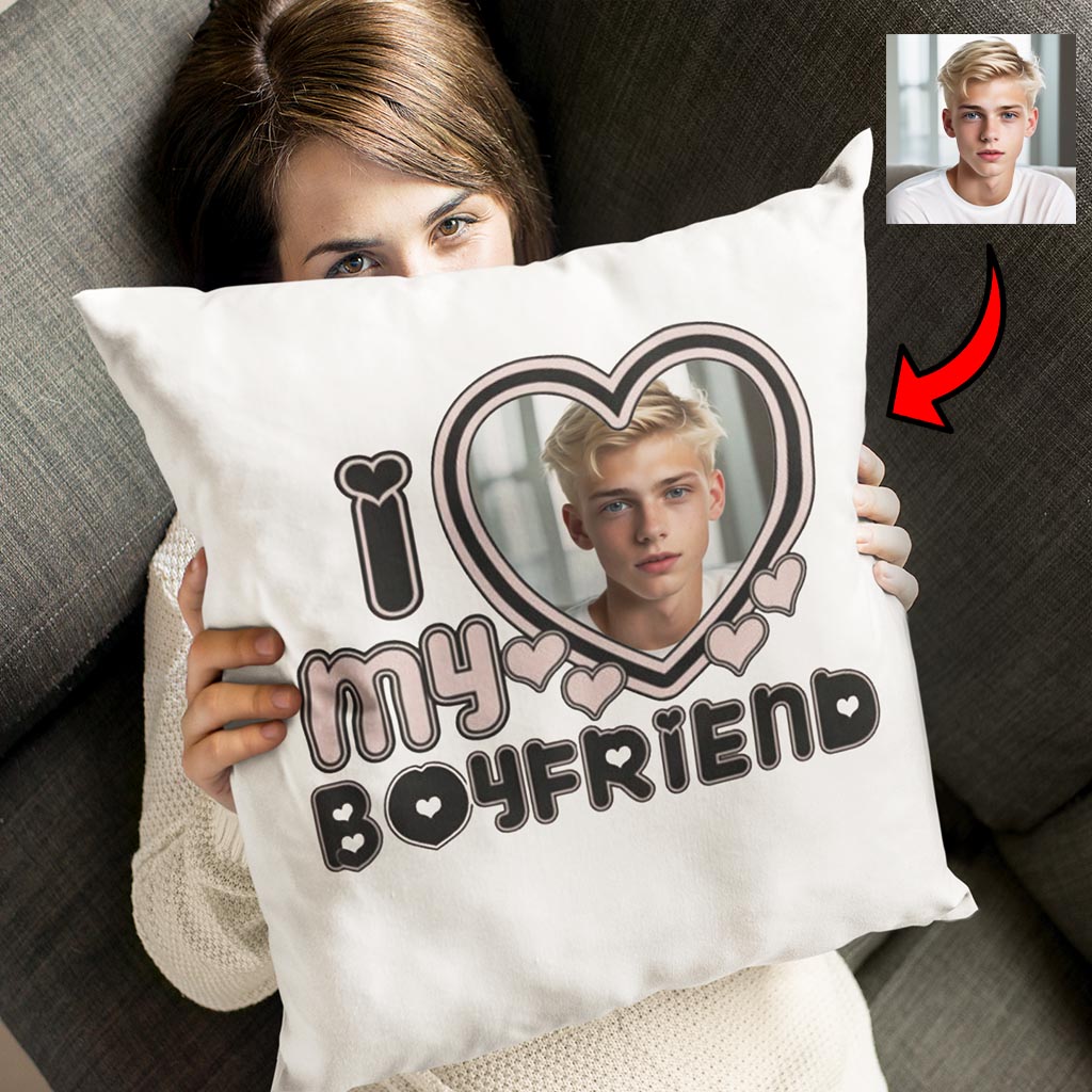 Poduszka z Twoim zdjęciem - I love my Boyfriend - obrazek 2