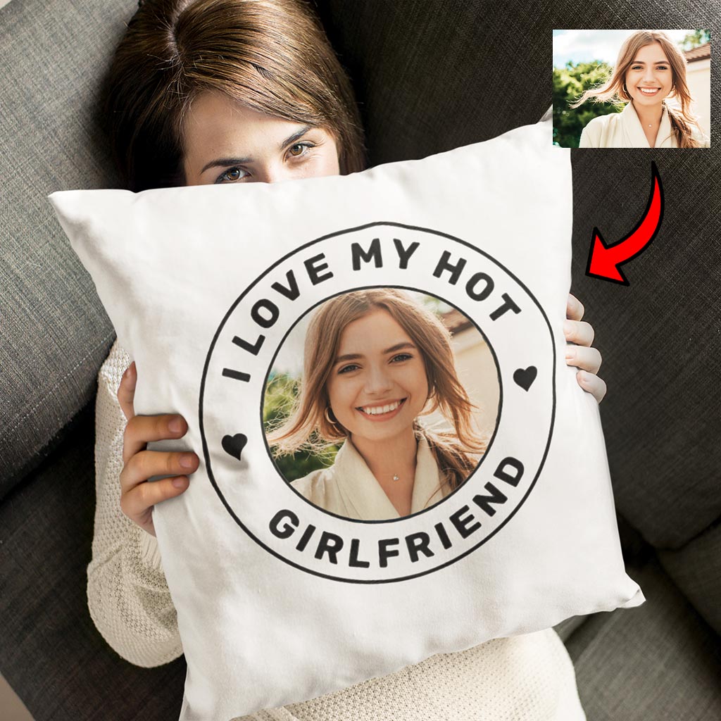 Poduszka ze zdjęciem - I love my Hot Girlfriend - obrazek 2