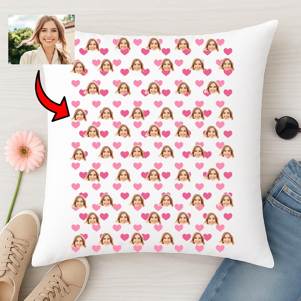 Poduszka ze zdjęciem Różowe Serca