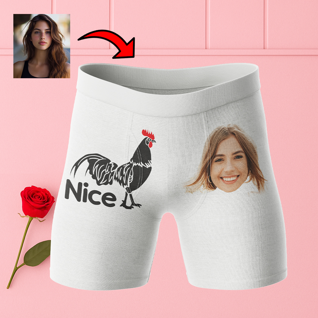 Bokserki z twarzą Niezły Kogut | Śmieszne personalizowane bokserki dla chłopaka