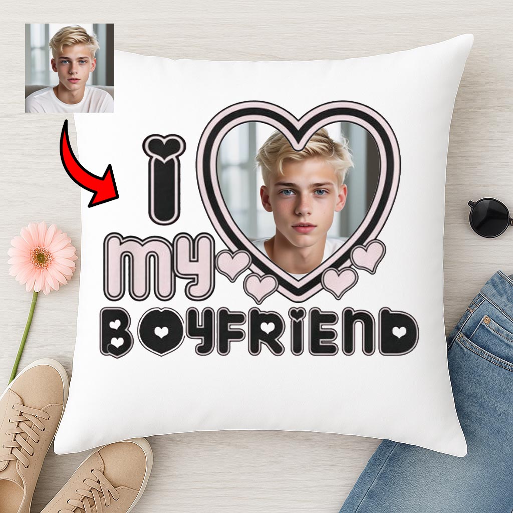 Poduszka ze zdjęciem I Love My Boyfriend