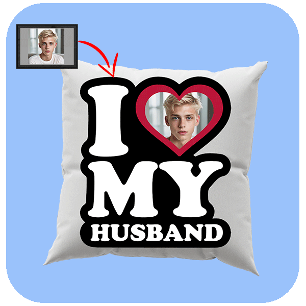 Poduszka I Love My Husband z Twoim Zdjęciem