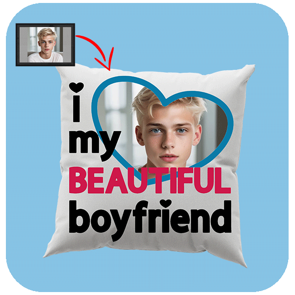 Poduszka ze zdjęciem I Love My Beautiful Boyfriend