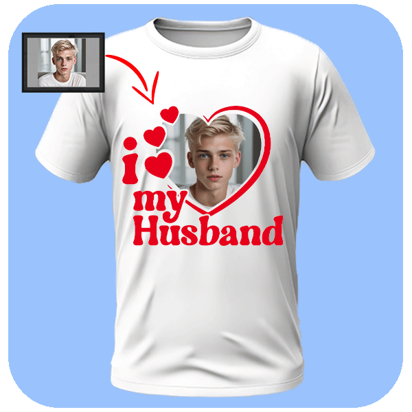 Koszulka I Love My Husband z Twoim Zdjęciem