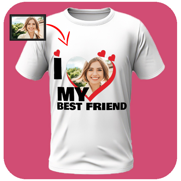 Koszulka Love My Bestfriend z Twoim zdjęciem