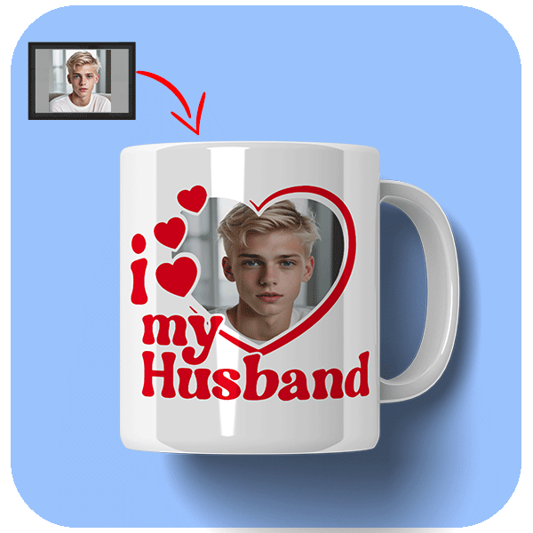 Kubek I Love My Husband z Twoim Zdjęciem