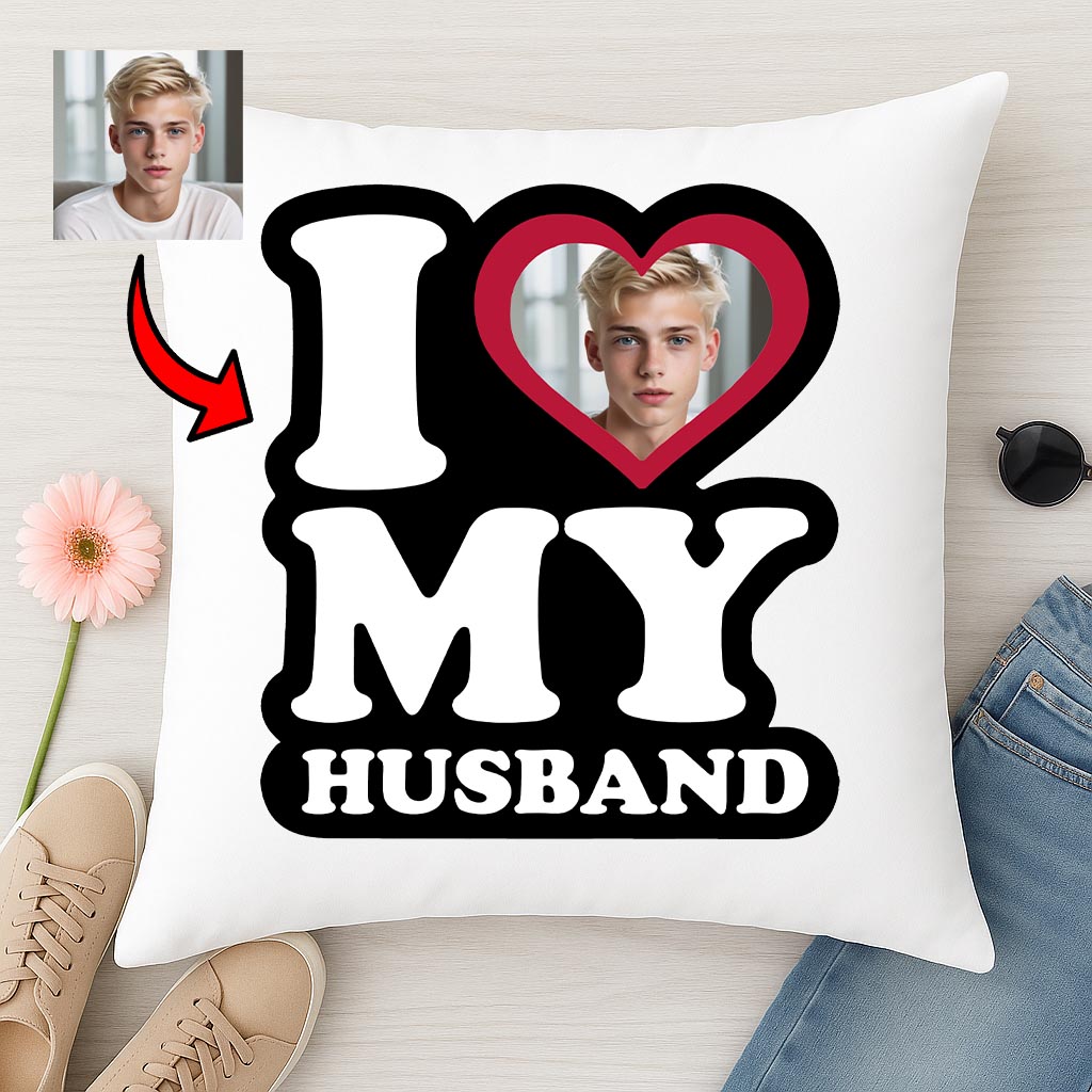 Poduszka I Love My Husband z Twoim Zdjęciem