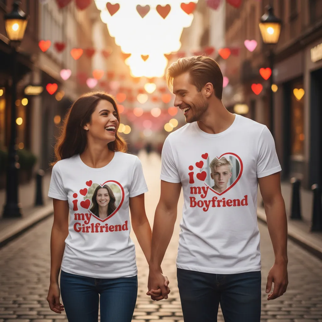 Koszulka I Love My Boyfriend z Nadrukiem - obrazek 4