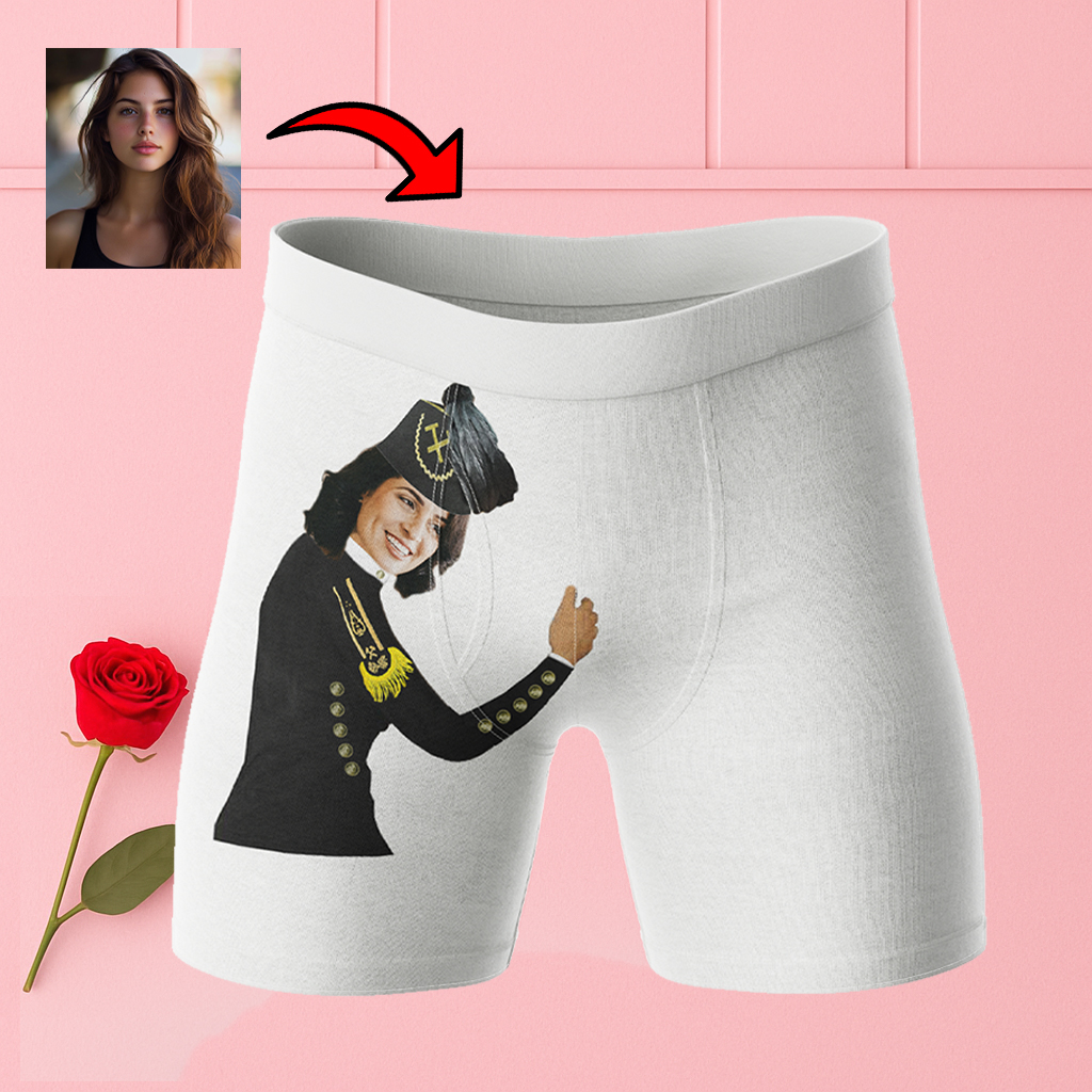 Bokserki z twarzą Barbórka | Personalizowane bokserki dla górnika na prezent