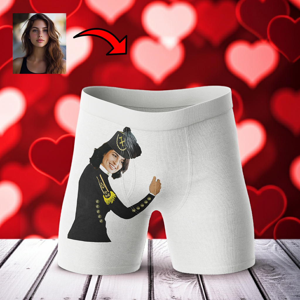 Bokserki z twarzą Barbórka | Personalizowane bokserki dla górnika na prezent