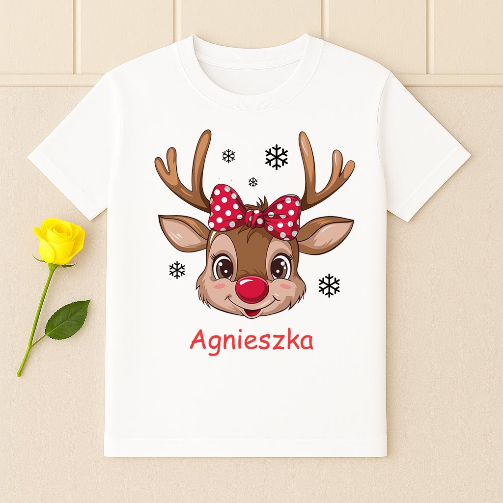 Koszulka świąteczna dla dziewczyny z reniferem