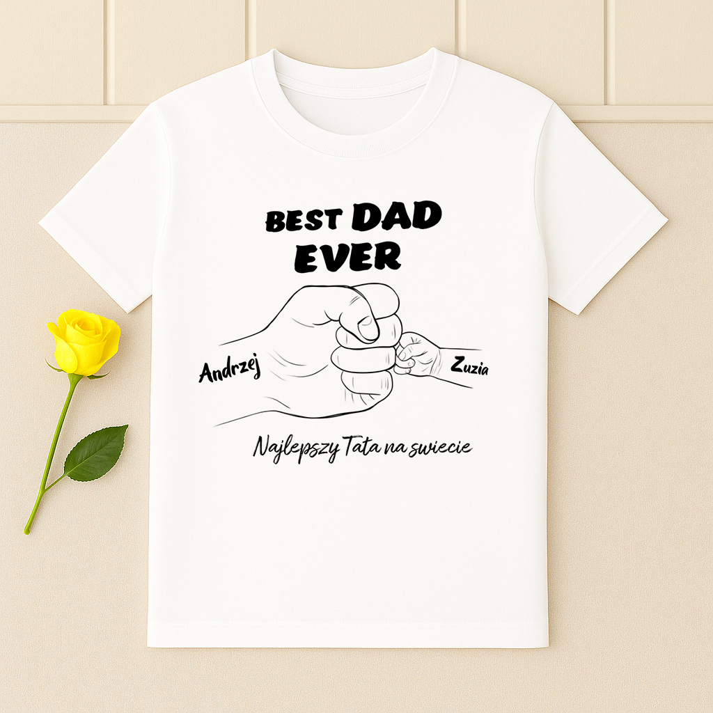Koszulka dla Taty z Imionami Dzieci – Prezent na Dzień Taty | Wyjątkowy Prezent dla Taty na Urodziny i Święta