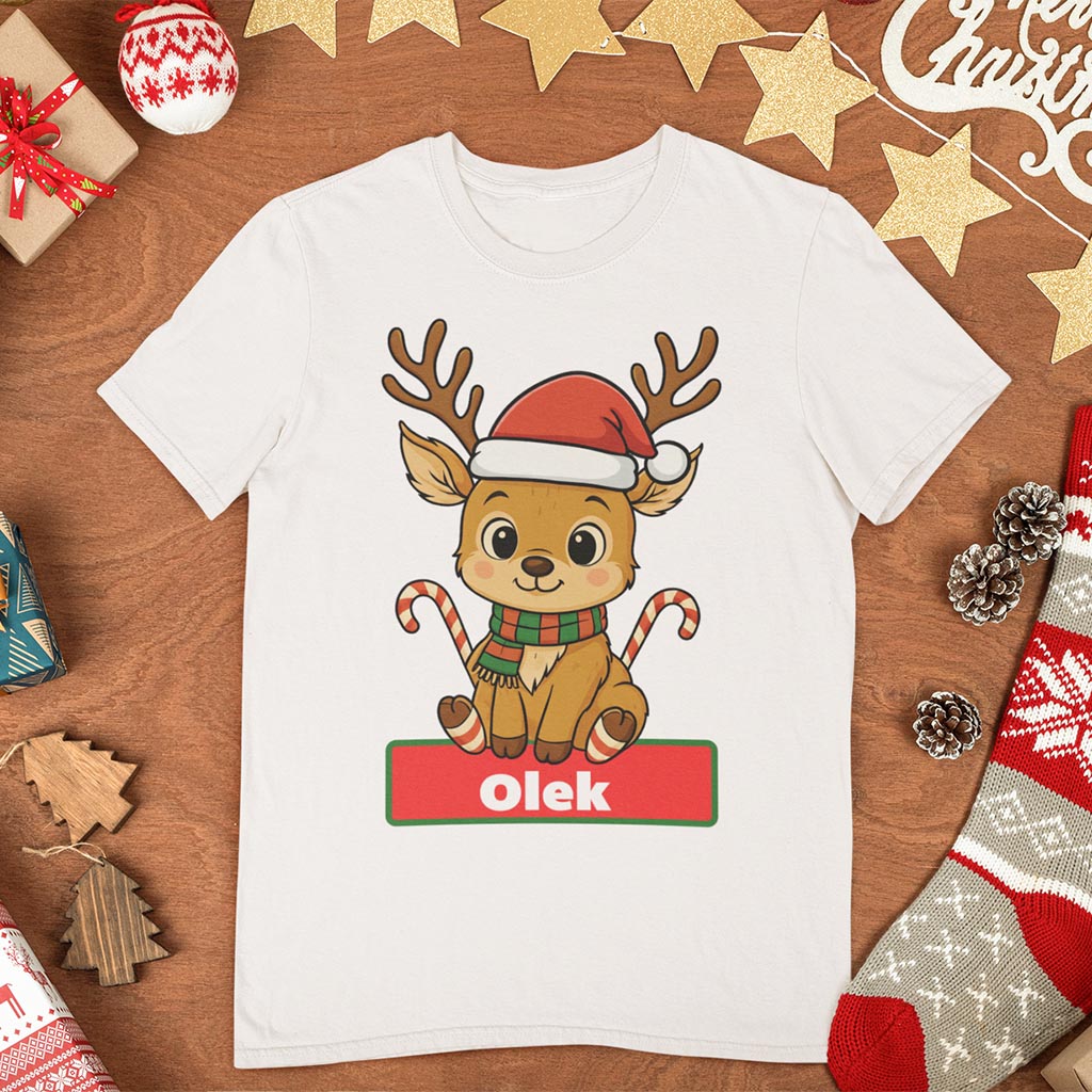 Koszulka pod choinkę z reniferem - Prezent na świeta
