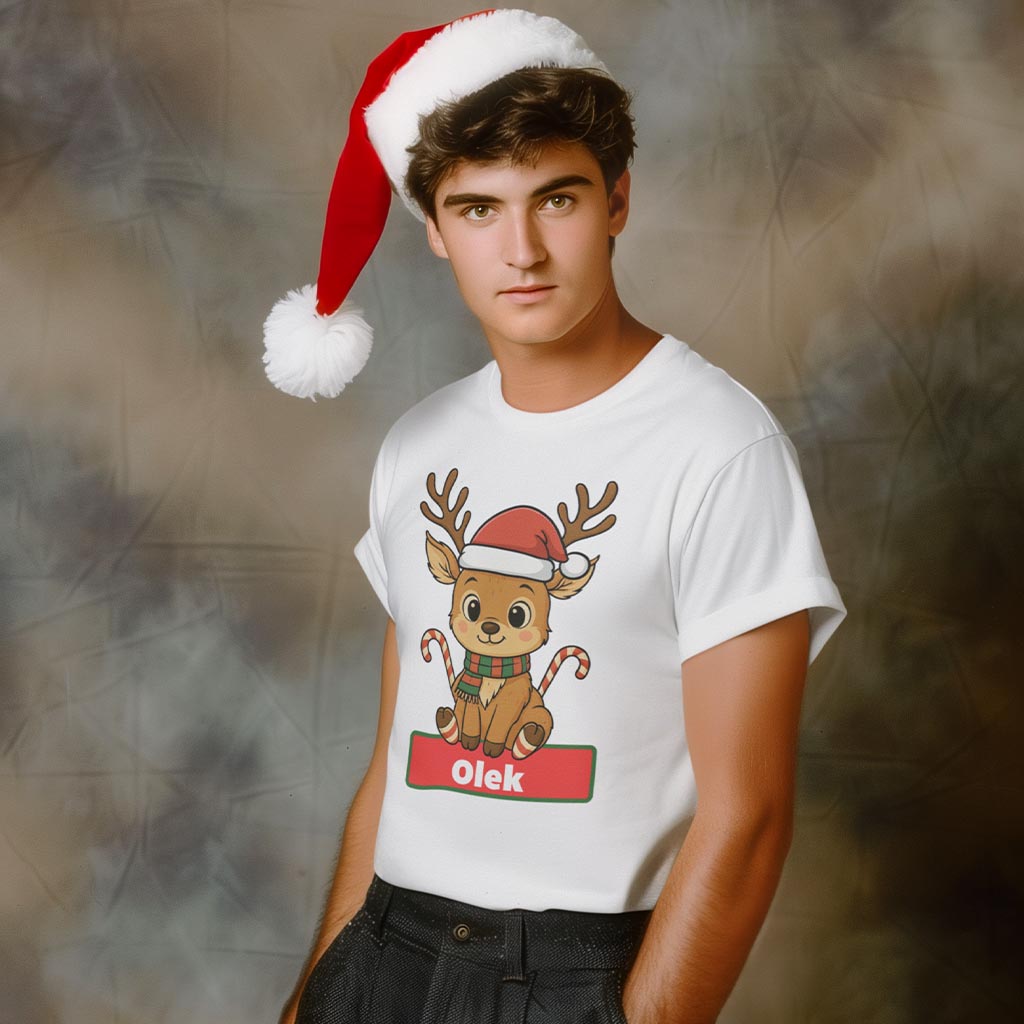 Koszulka pod choinkę z reniferem - Prezent na świeta